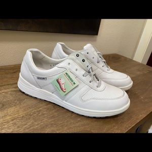 MEPHISTO Women's Rebeca Perf Sneakers All White Leather Shoes US Size 10.5